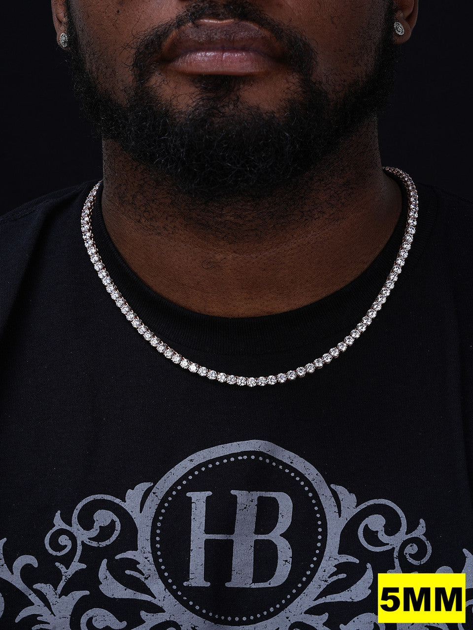 Tennis Chain Necklace Iced Out CZ Stones - 14k Rose Gold Vermeil Over 925 Silver - 3mm-6mm - 16"-30"