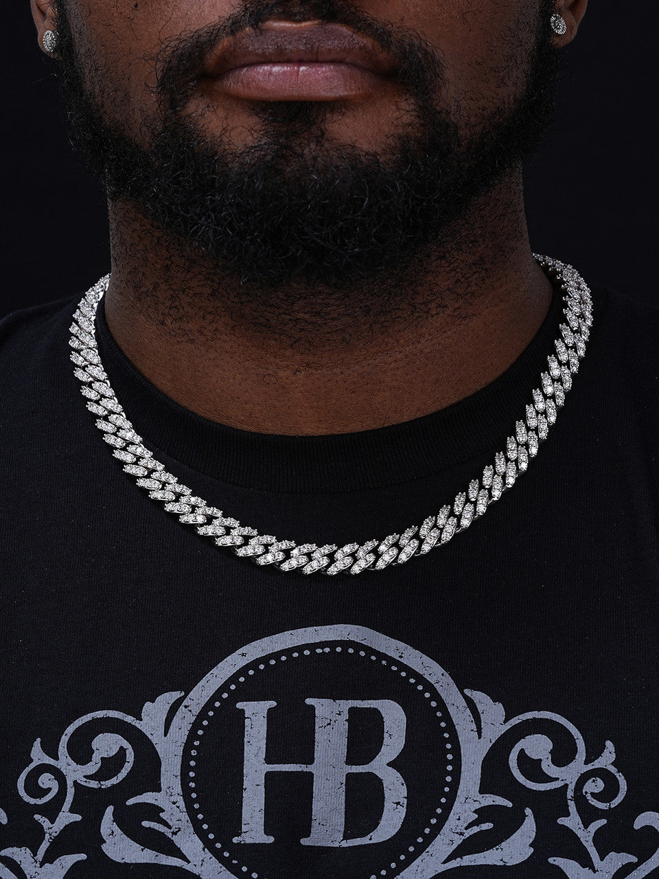 MOISSANITE Big Stone Miami Cuban Link Chain Necklace Iced Out - 925 Silver - 12mm - 16"- 30"