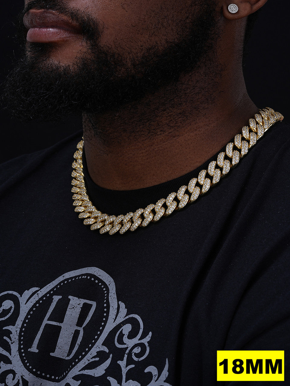 Classic Miami Cuban Link Chain Necklace Iced Out CZ Stones - 14k Gold Vermeil 925 Silver - 6mm-18mm - 16-30"