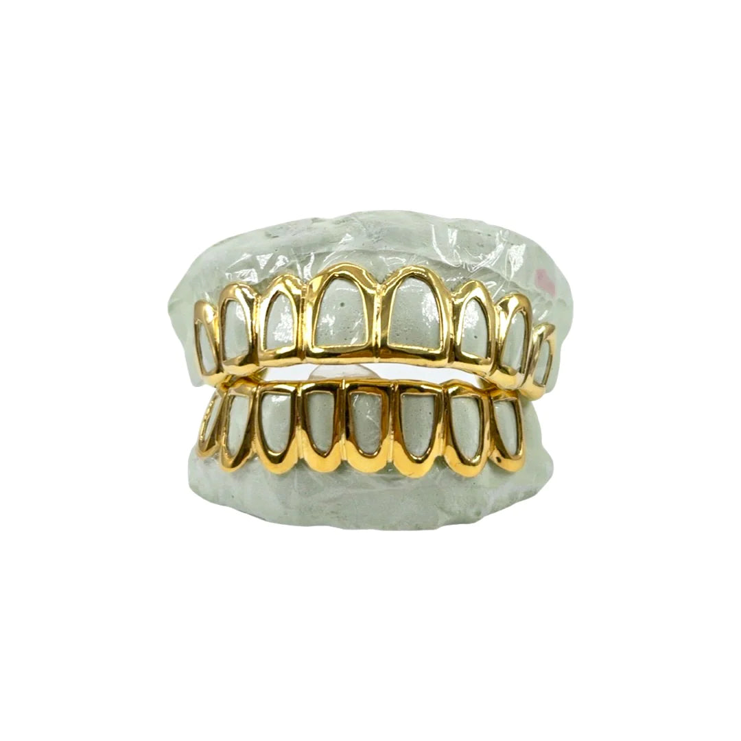 Custom Diamond Dust Diamond Cuts Gold Grillz