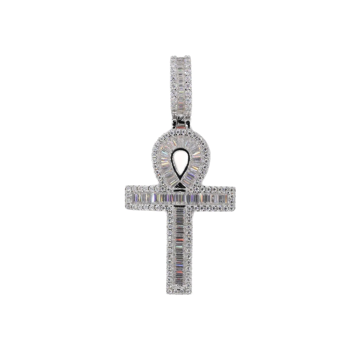 Baguette Ankh Cross VVS Moissanite Diamonds Pendant