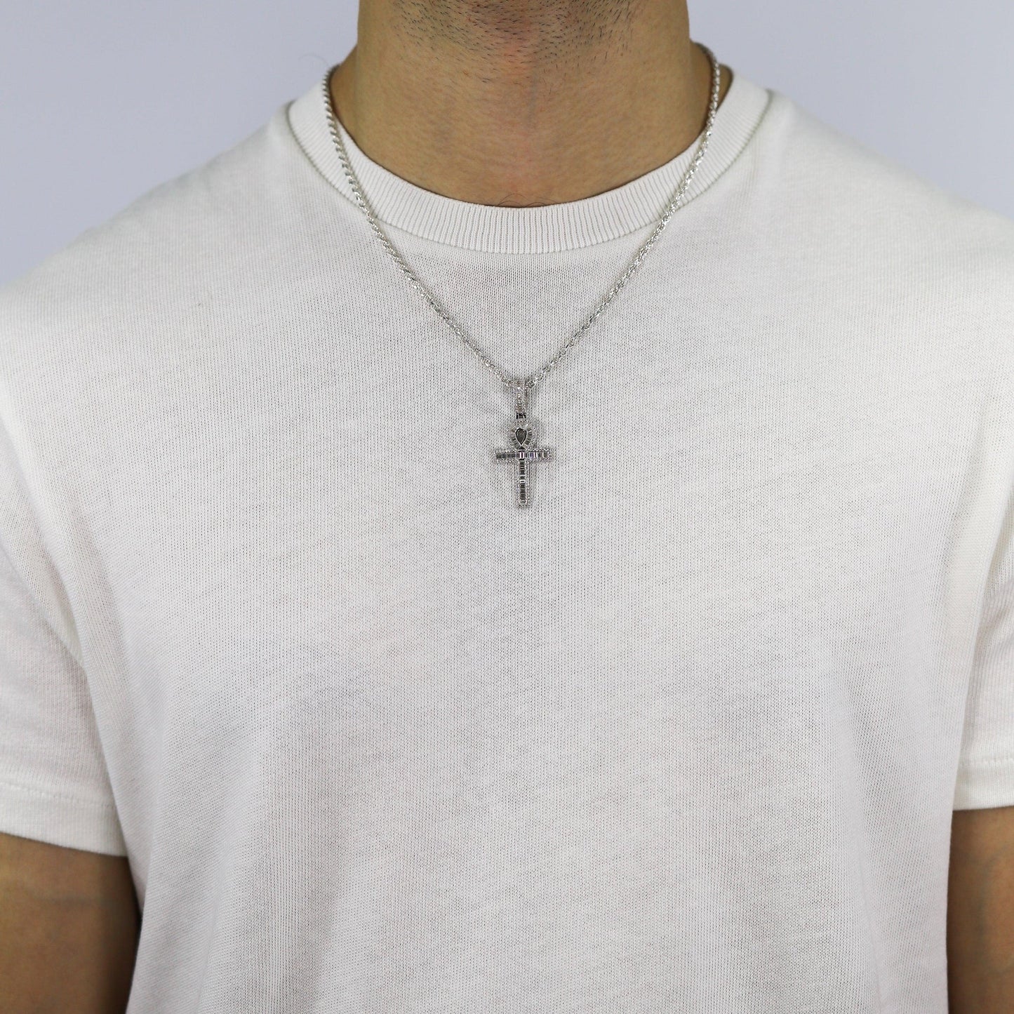 Baguette Ankh Cross VVS Moissanite Diamonds Pendant