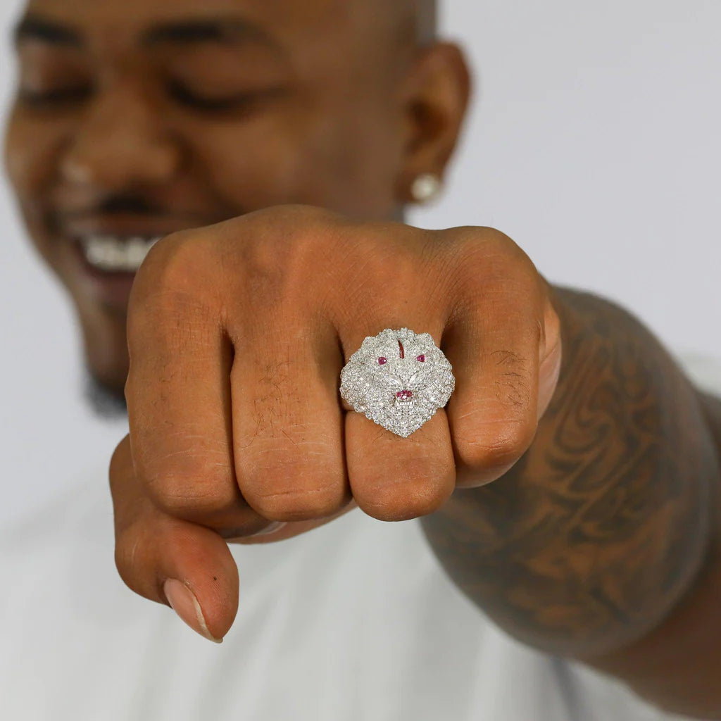 Iced Out Tiger Vvs Moissanite Diamond Ring