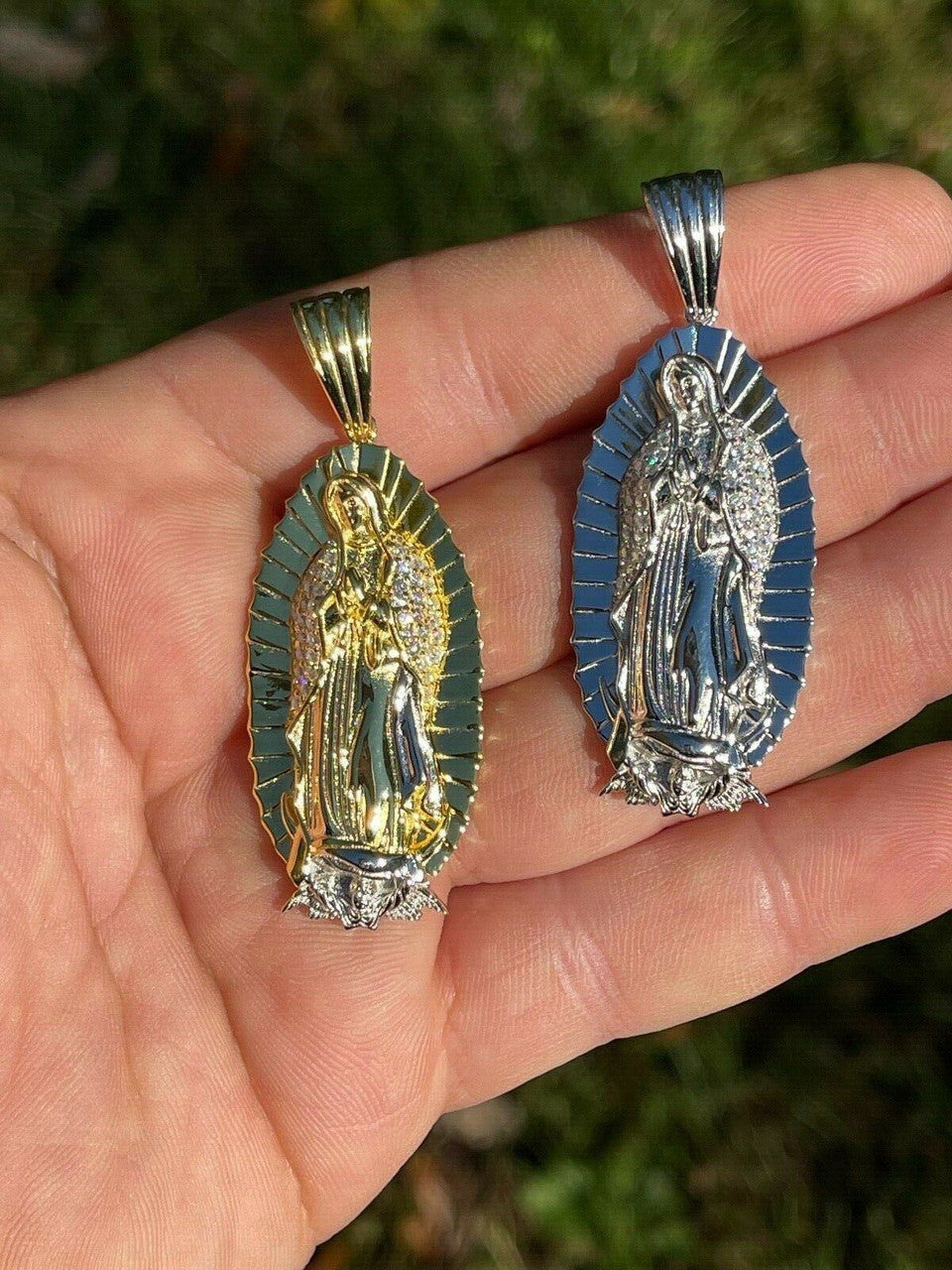 Iced Hip Hop Virgin Mary Pendant 925 Silver / Gold MOISSANITE Pass Diamond Test