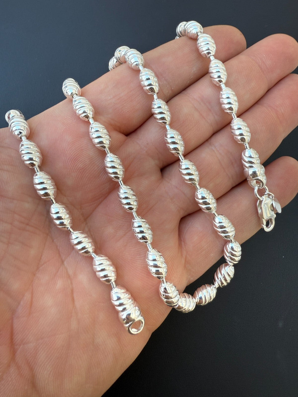 Infinity Rice Link Chain Necklace - 925 Sterling Silver - 18"-30" - 6mm