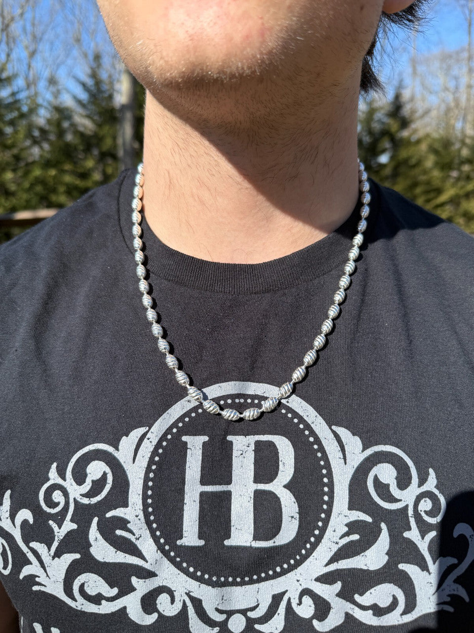 Infinity Rice Link Chain Necklace - 925 Sterling Silver - 18"-30" - 6mm