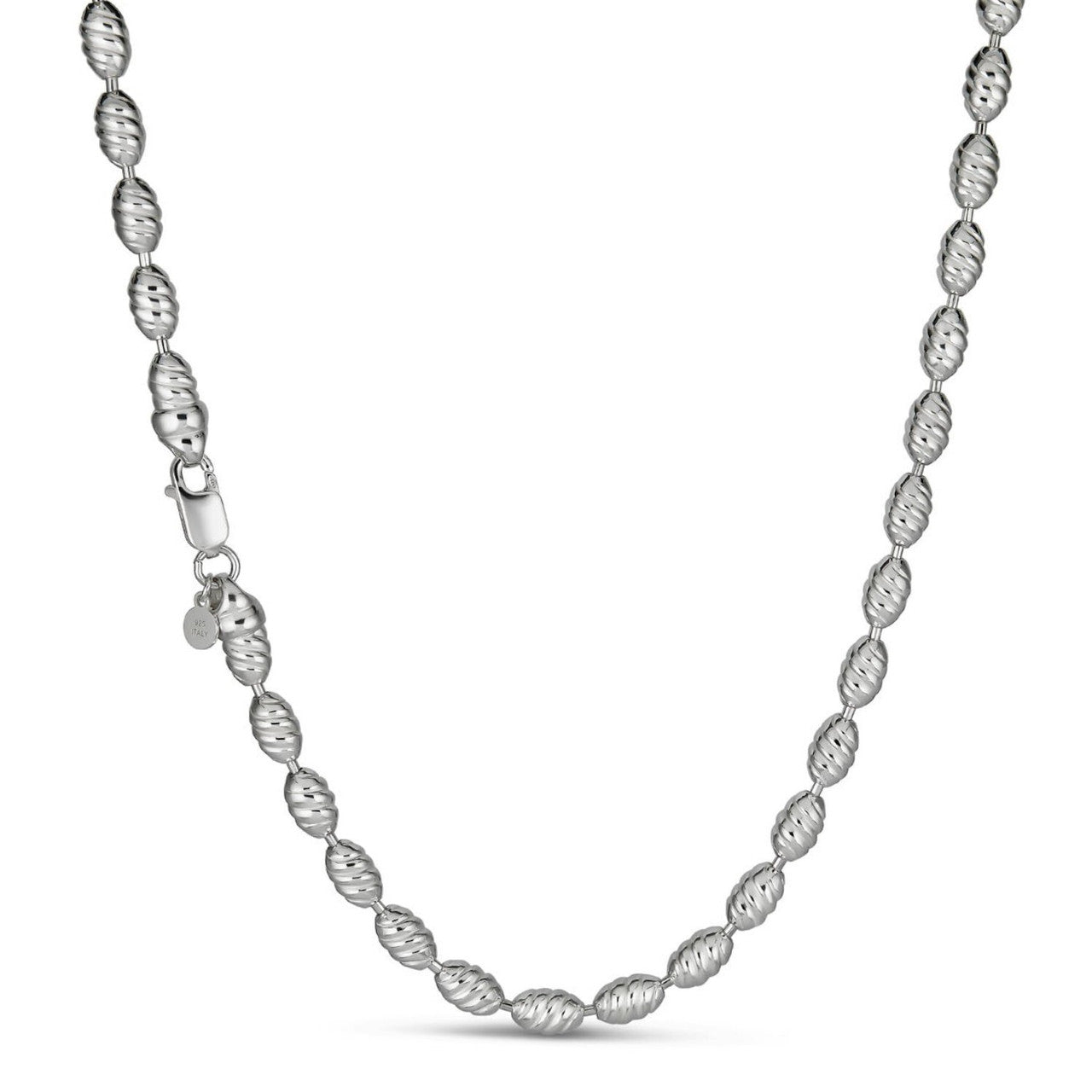 Infinity Rice Link Chain Necklace - 925 Sterling Silver - 18"-30" - 6mm