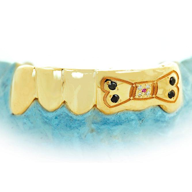 6 Teeth In Yellow Gold with Engraved Dog Bone