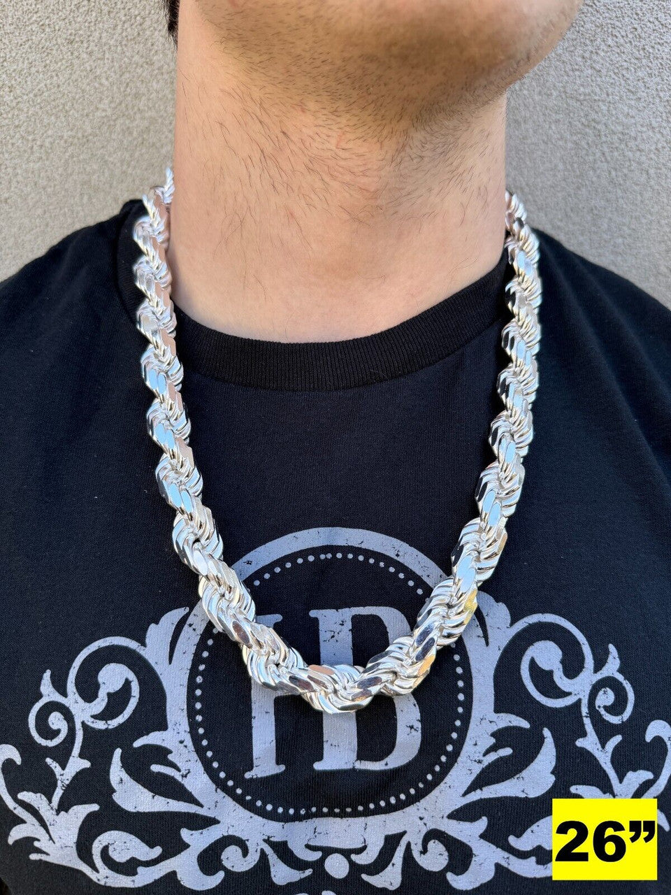 Half Kilo Rope Chain Necklace - 925 Sterling Silver - 18"-30" - 14.5mm