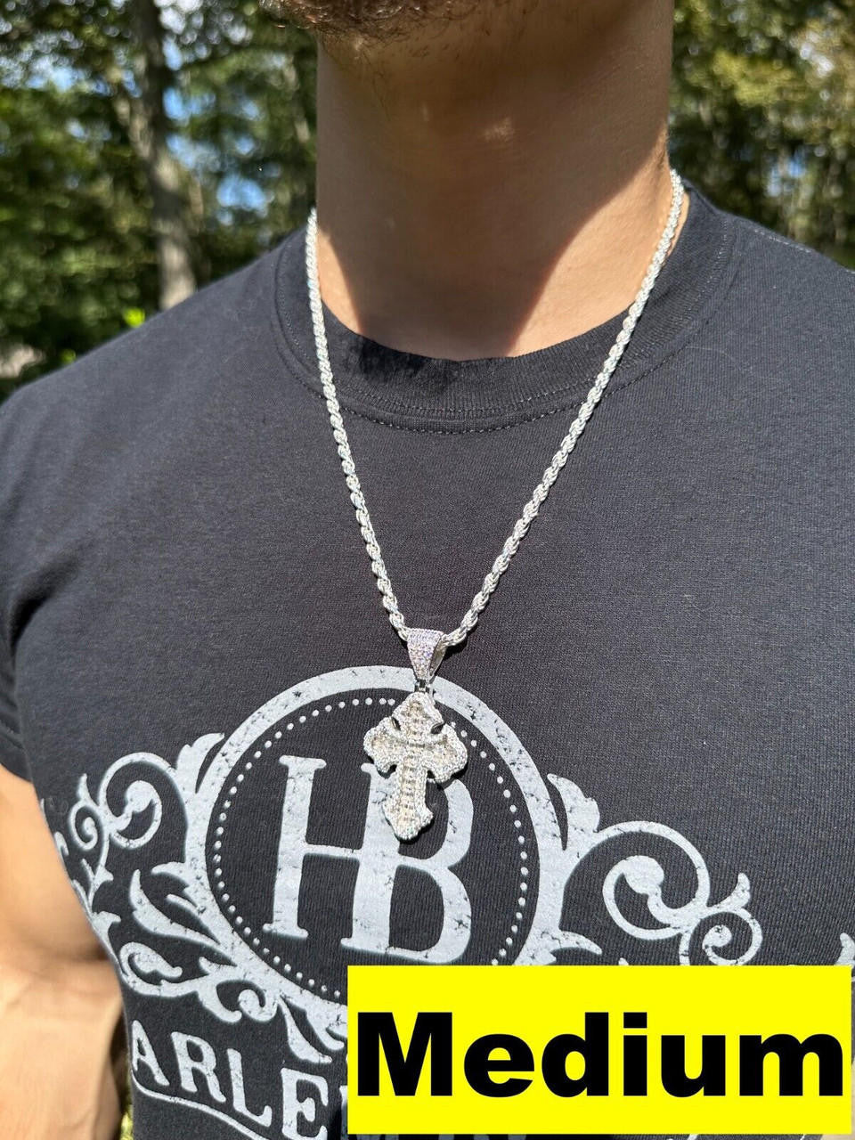 14k Gold Over Real Solid 925 Silver Cross Jesus Piece Crucifix Pendant Necklace