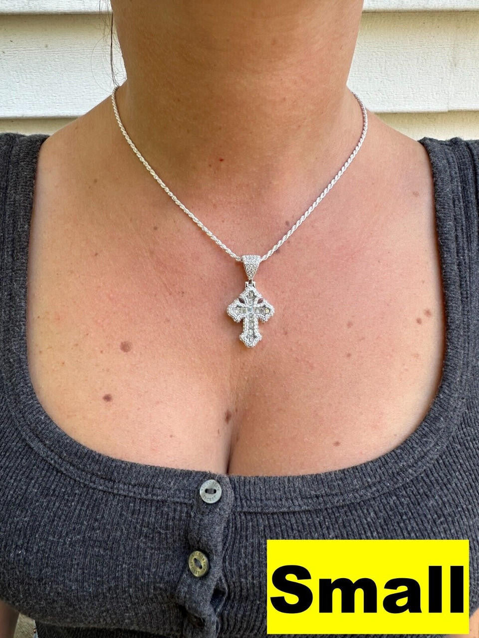 14k Gold Over Real Solid 925 Silver Cross Jesus Piece Crucifix Pendant Necklace