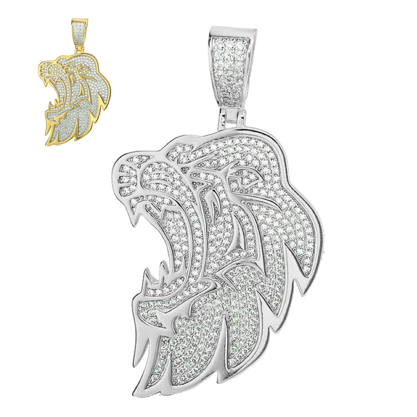 MOISSANITE Real 925 Silver / Gold Plated Iced Lion King Leo Hip Hop Necklace