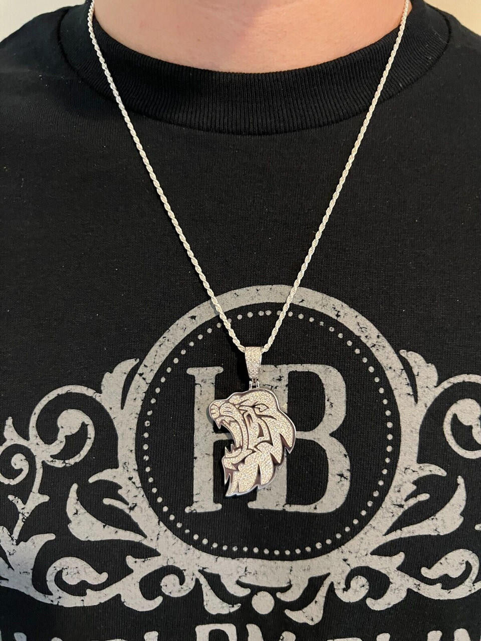 MOISSANITE Real 925 Silver / Gold Plated Iced Lion King Leo Hip Hop Necklace