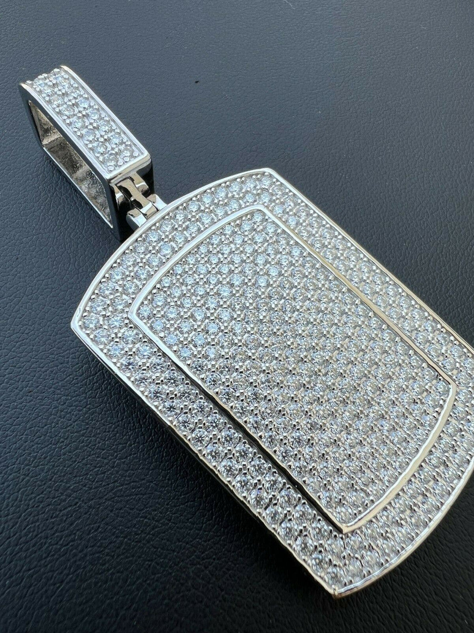 MOISSANITE Real Silver Dog Tag Iced Hip Hop Pendant Necklace Pass Diamond Tester