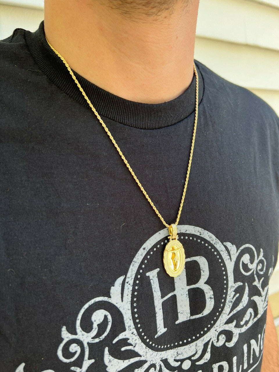 MOISSANITE Silver Gold Real Iced Jesus Oval Medallion Pendant Pass Diamond Test