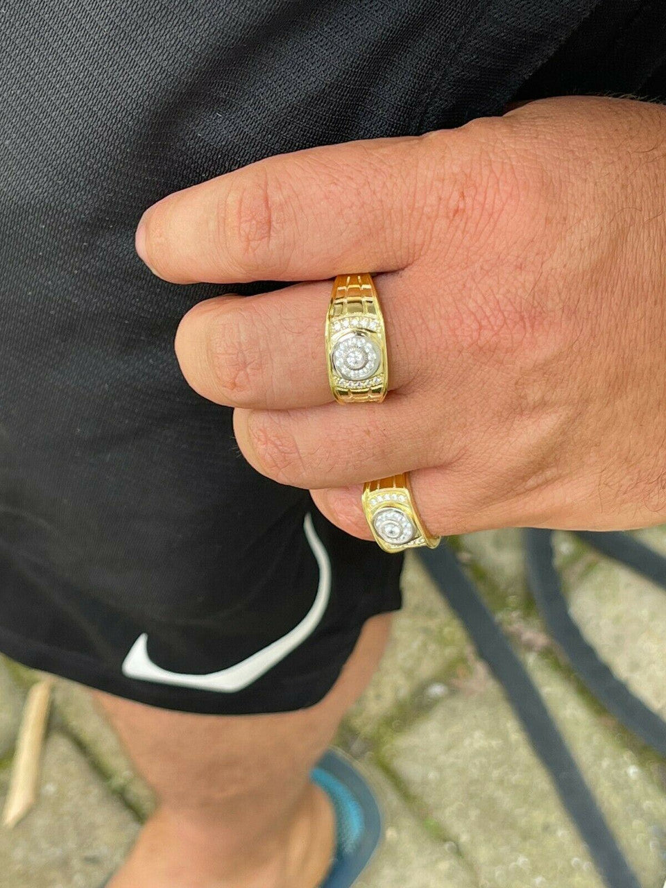 MOISSANITE Simple Ring Harlembling Classic Since 2015 - 14k Gold Vermeil 925 Silver Two Tone