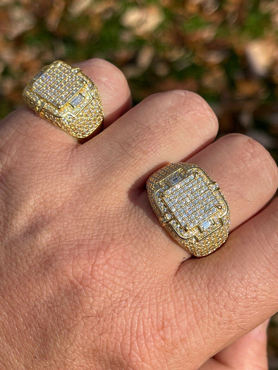 MOISSANITE Young Money Millionaire Iced Out Ring - 14k Gold Vermeil 925 Silver