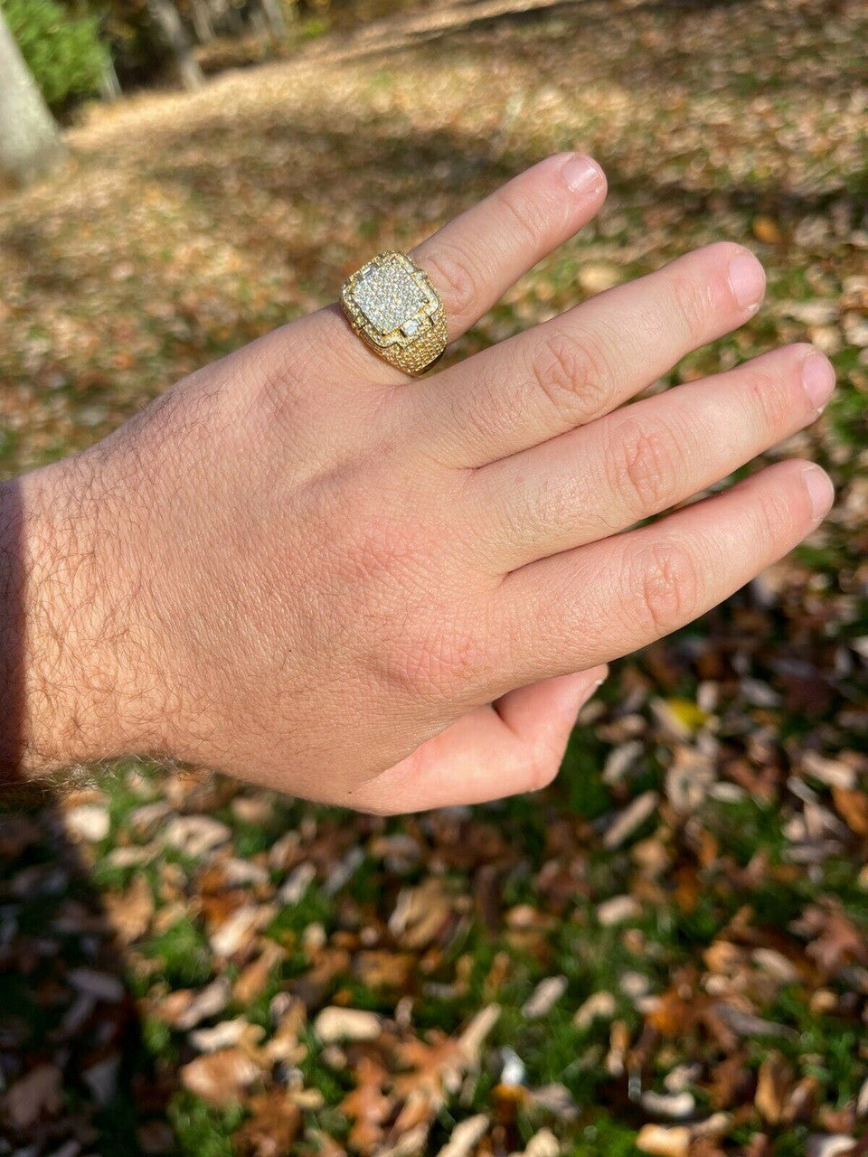 MOISSANITE Young Money Millionaire Iced Out Ring - 14k Gold Vermeil 925 Silver