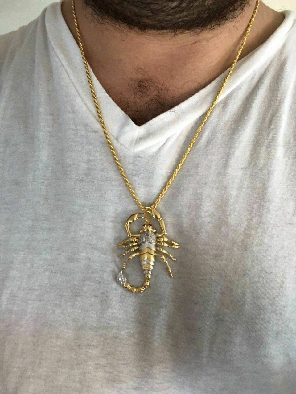 Men's 14k Yellow Gold Over 925 Silver Large 1.5x2" Scorpion Pendant SCORPIO ICY