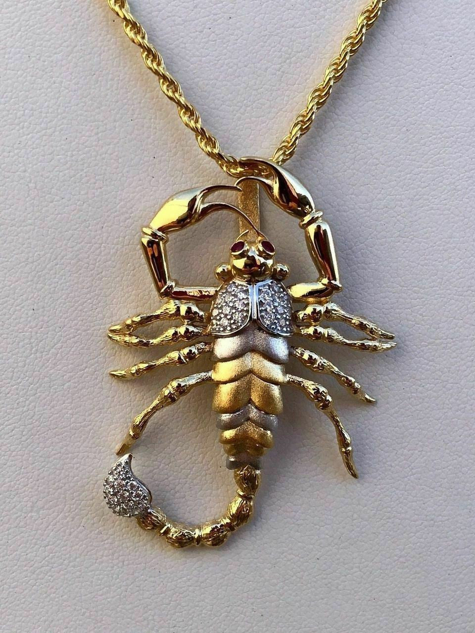 Men's 14k Yellow Gold Over 925 Silver Large 1.5x2" Scorpion Pendant SCORPIO ICY