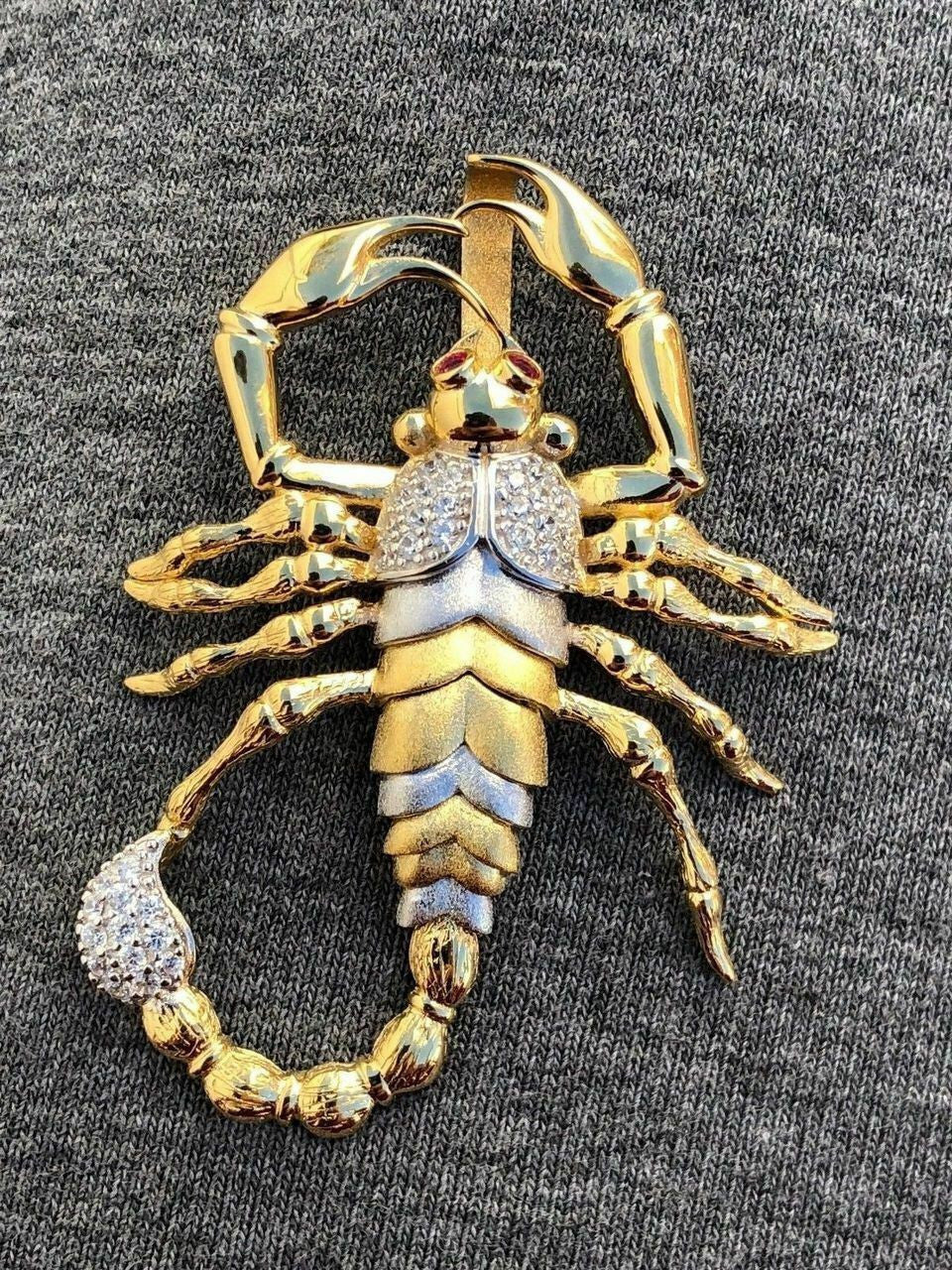 Men's 14k Yellow Gold Over 925 Silver Large 1.5x2" Scorpion Pendant SCORPIO ICY