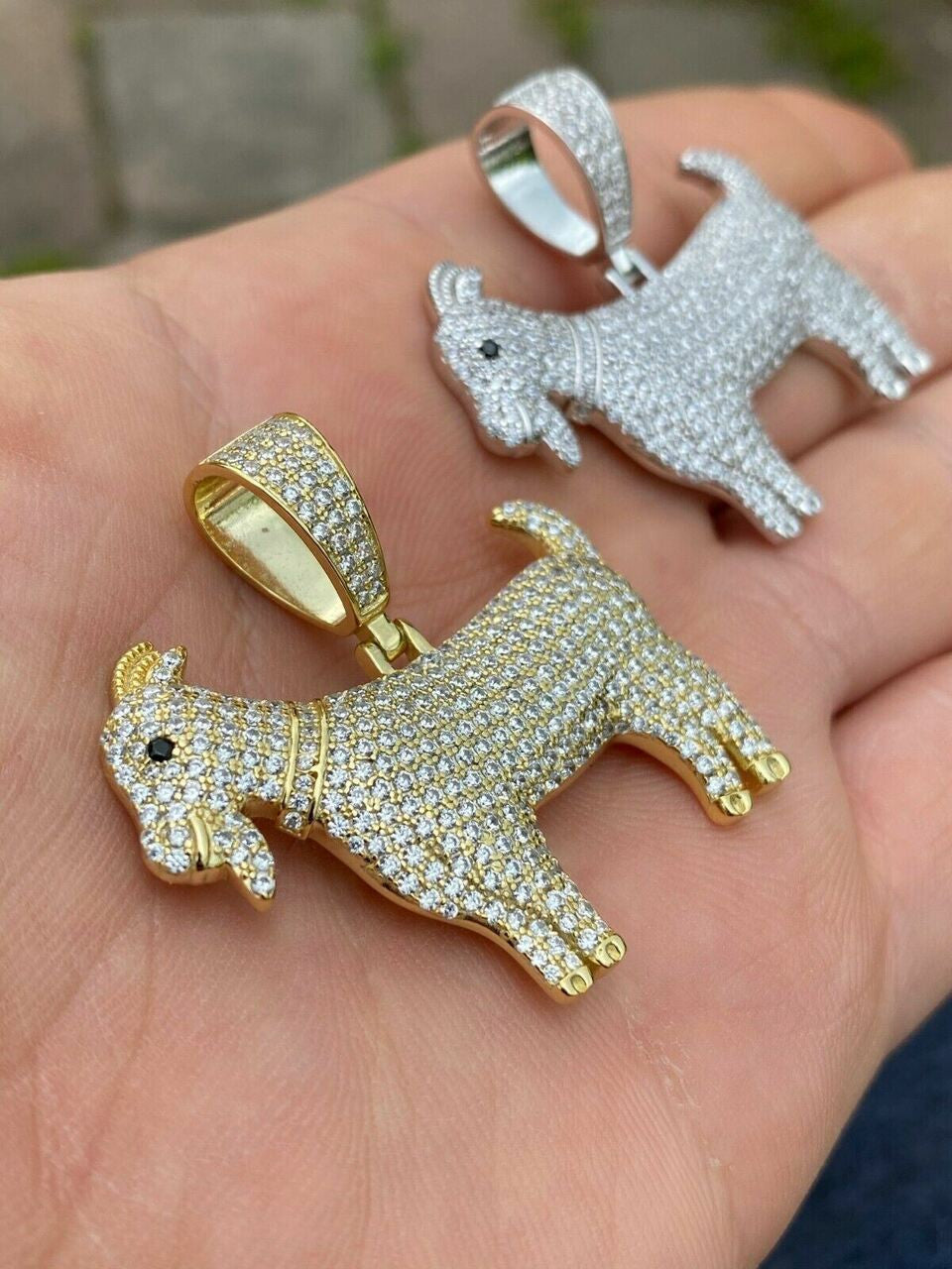 Moissanite GOAT Pendant Bling Necklace Iced Gold Silver Mens Pass Diamond Tester