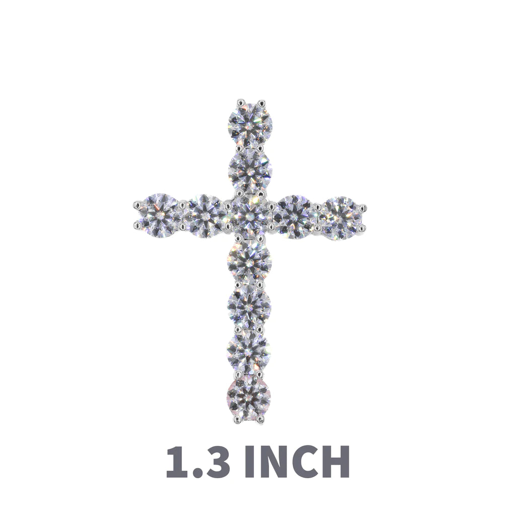 Tennis Cross VVS Moissanite Pendant