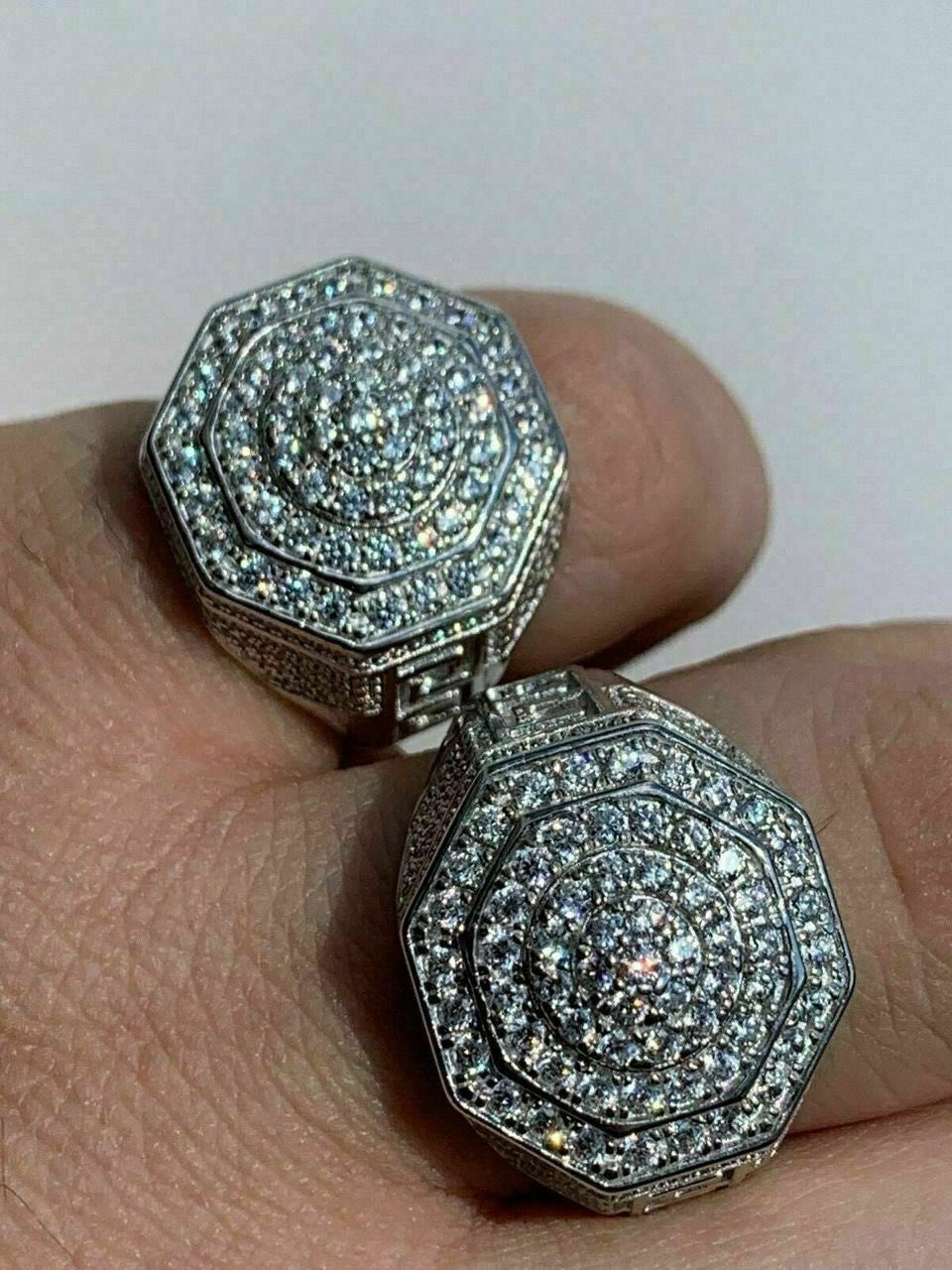 Octagonal Greek Gods Iced Out Ring - 925 Silver - CZ Stones