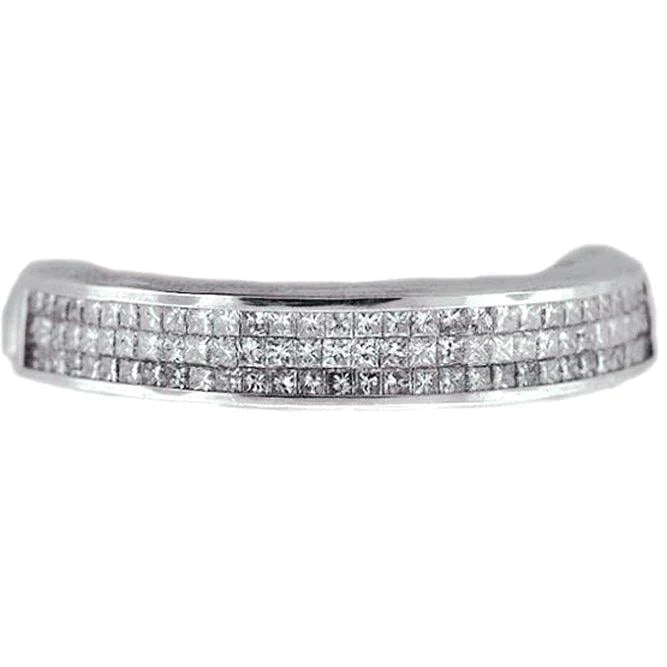 Princess Cut White Diamond Invisible Set