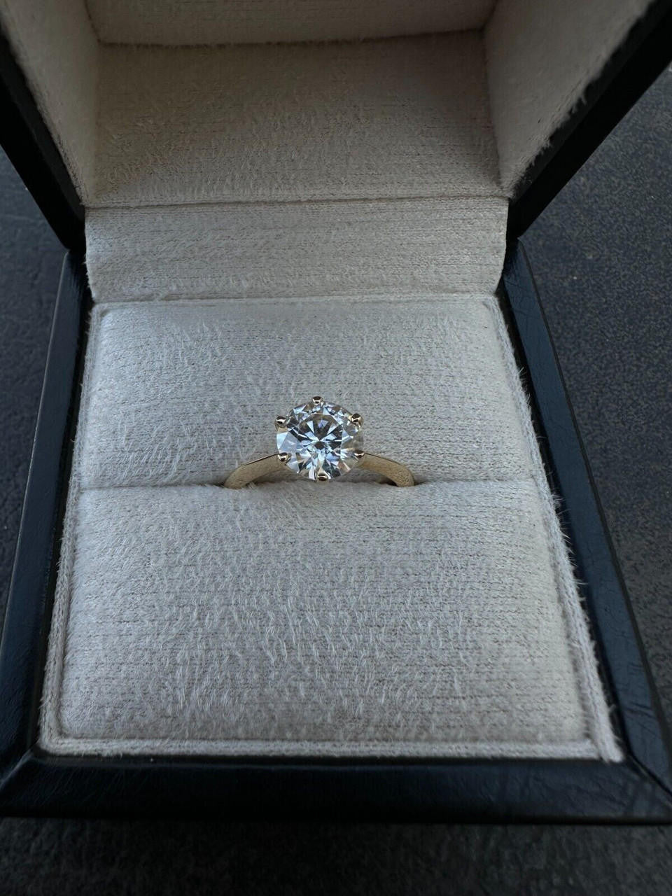 Real Solid 14k Yellow Gold 2ct 8mm VVS D Moissanite Engagement Solitaire Ring