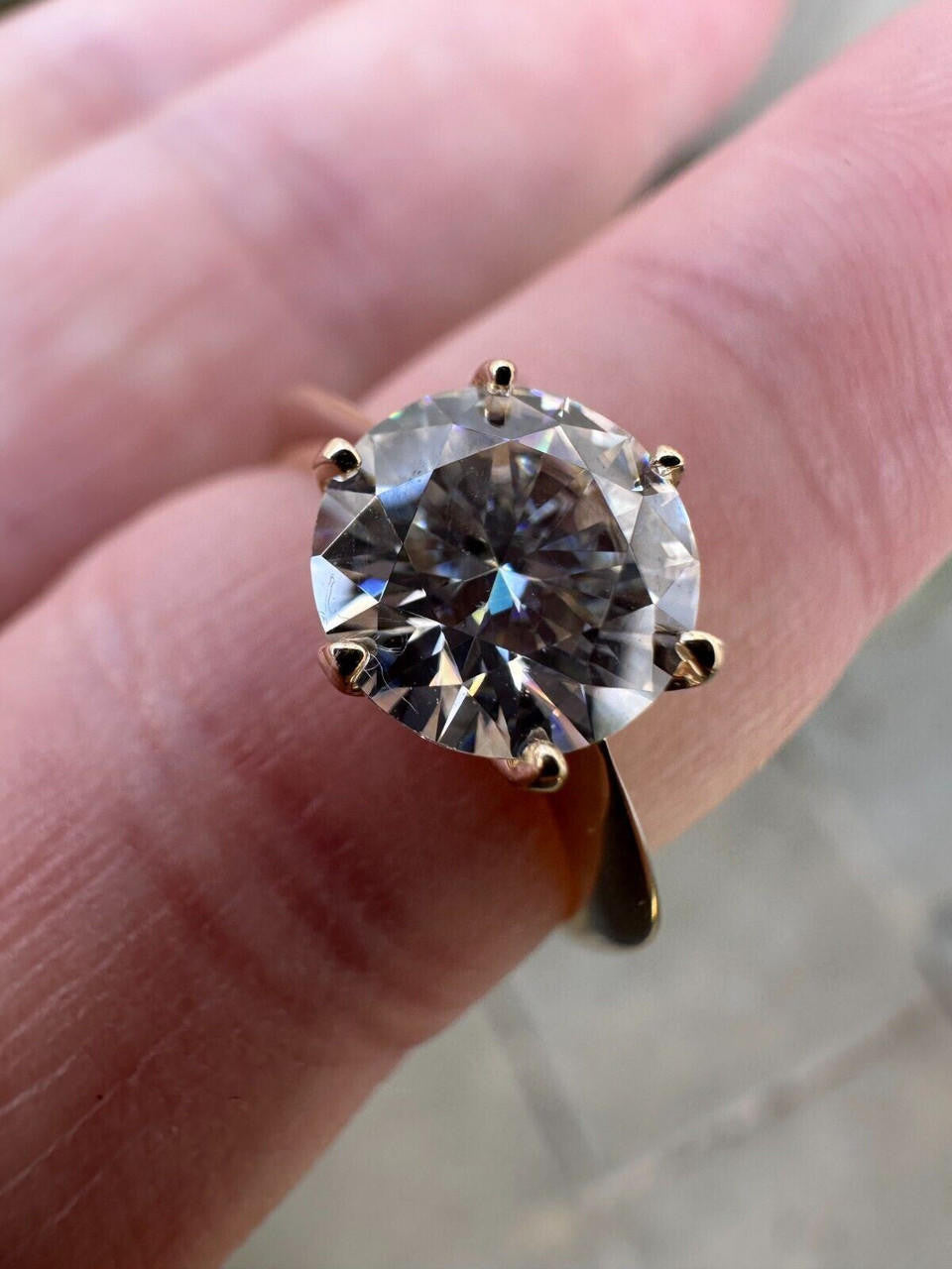 Real Solid 14k Yellow Gold 2ct 8mm VVS D Moissanite Engagement Solitaire Ring