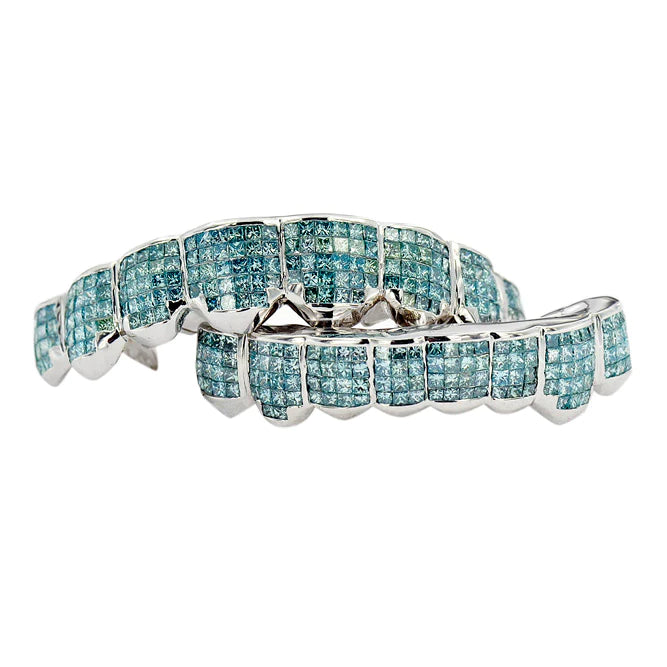 Custom Sky Blue Diamond Hand Set Grill For Tyga
