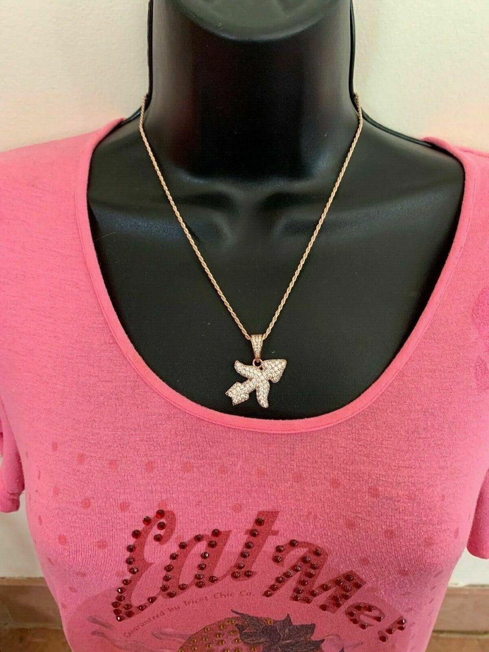 Solid 925 Silver Iced Diamond Zodiac Astrology Sign Pendant Necklace Hip Hop