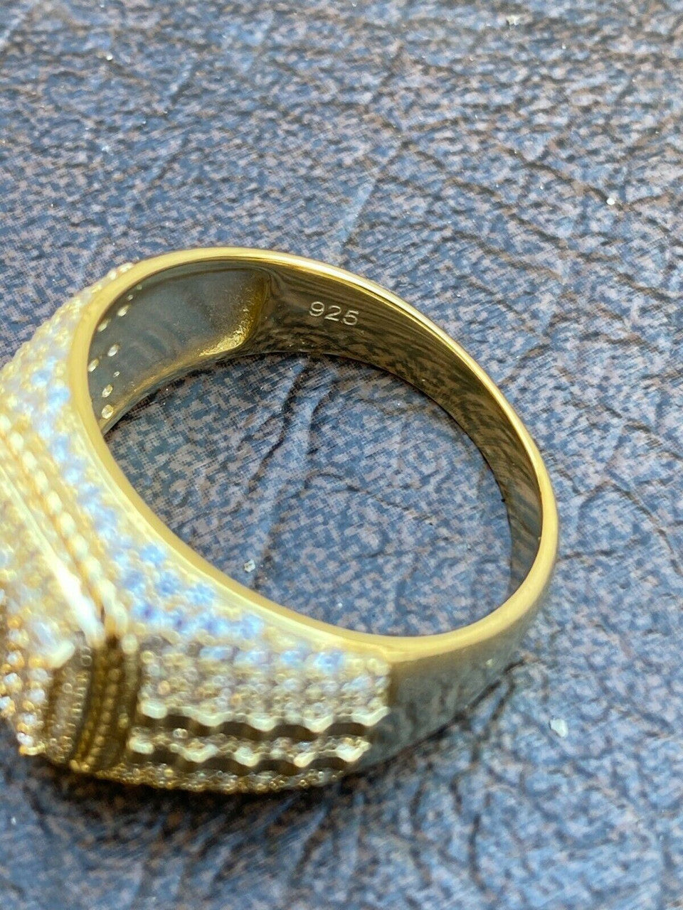 Sqaure Iced Out Chicago Ring - 14k Gold Vermeil 925 Silver - CZ Stones