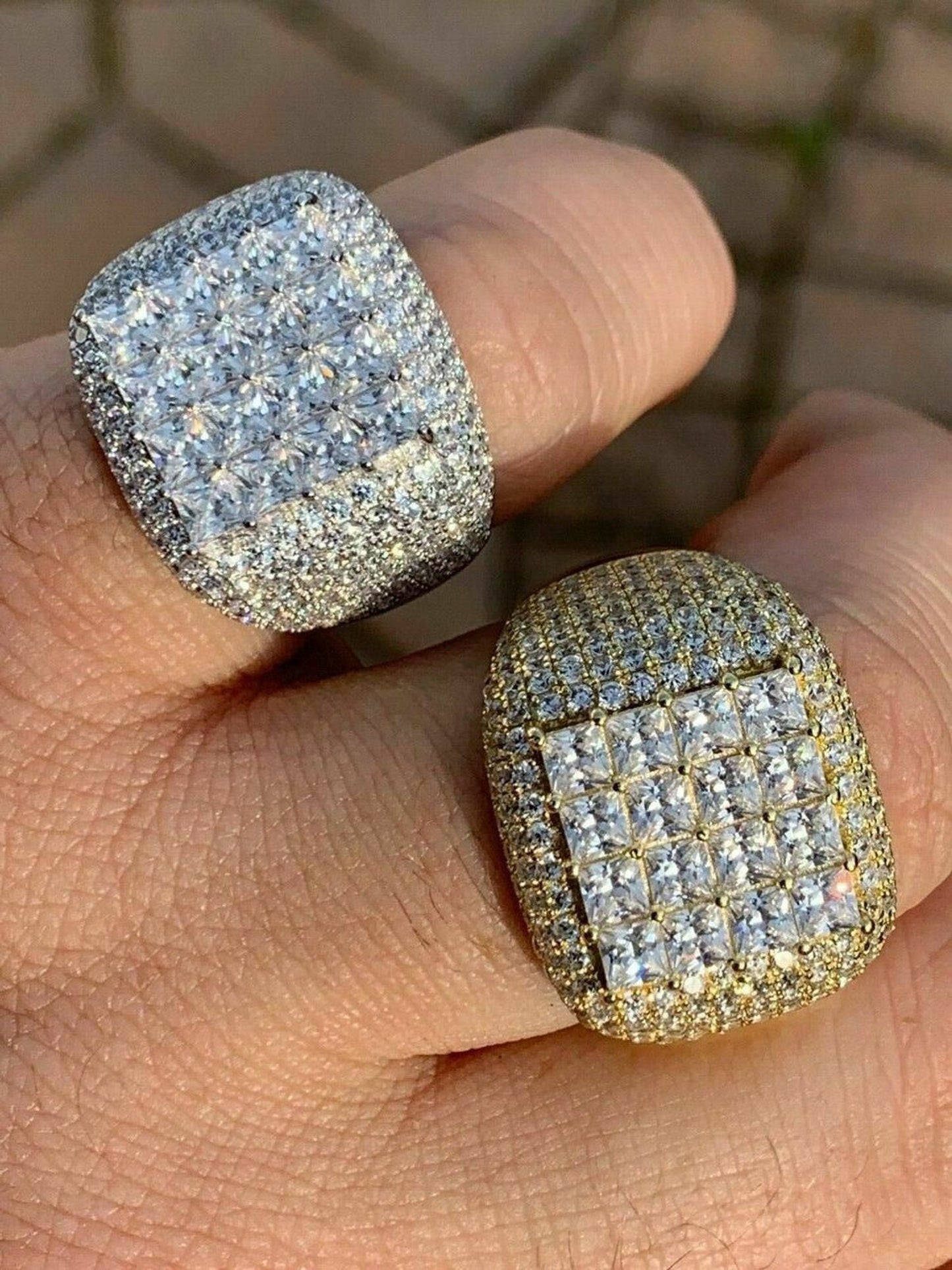 Texas Iced Out Ring - 14k Yellow Gold Vermeil/Natural 925 Silver - CZ Stones