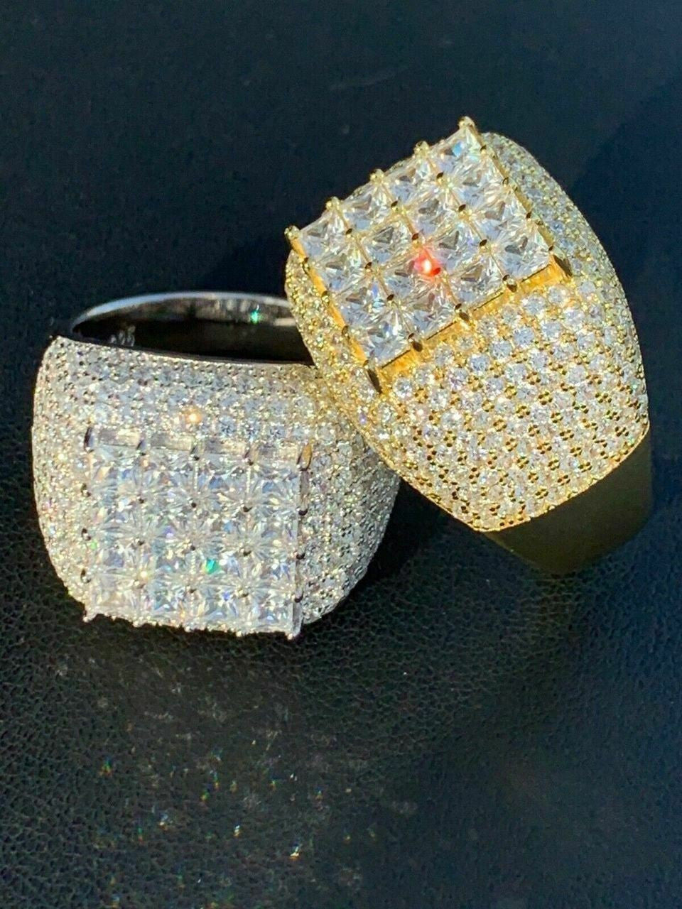 Texas Iced Out Ring - 14k Yellow Gold Vermeil/Natural 925 Silver - CZ Stones