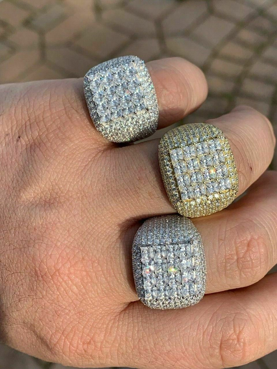 Texas Iced Out Ring - 14k Yellow Gold Vermeil/Natural 925 Silver - CZ Stones