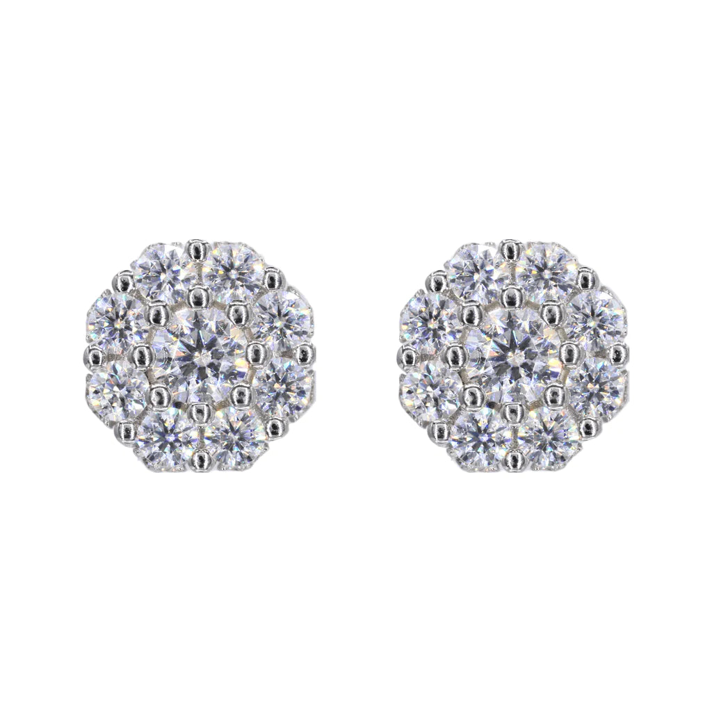 Iced Out Flower Earrings VVS Moissanite Daimond Earrings