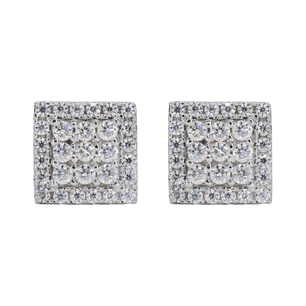 Squared Two Step VVS Moissanite Daimond Earrings