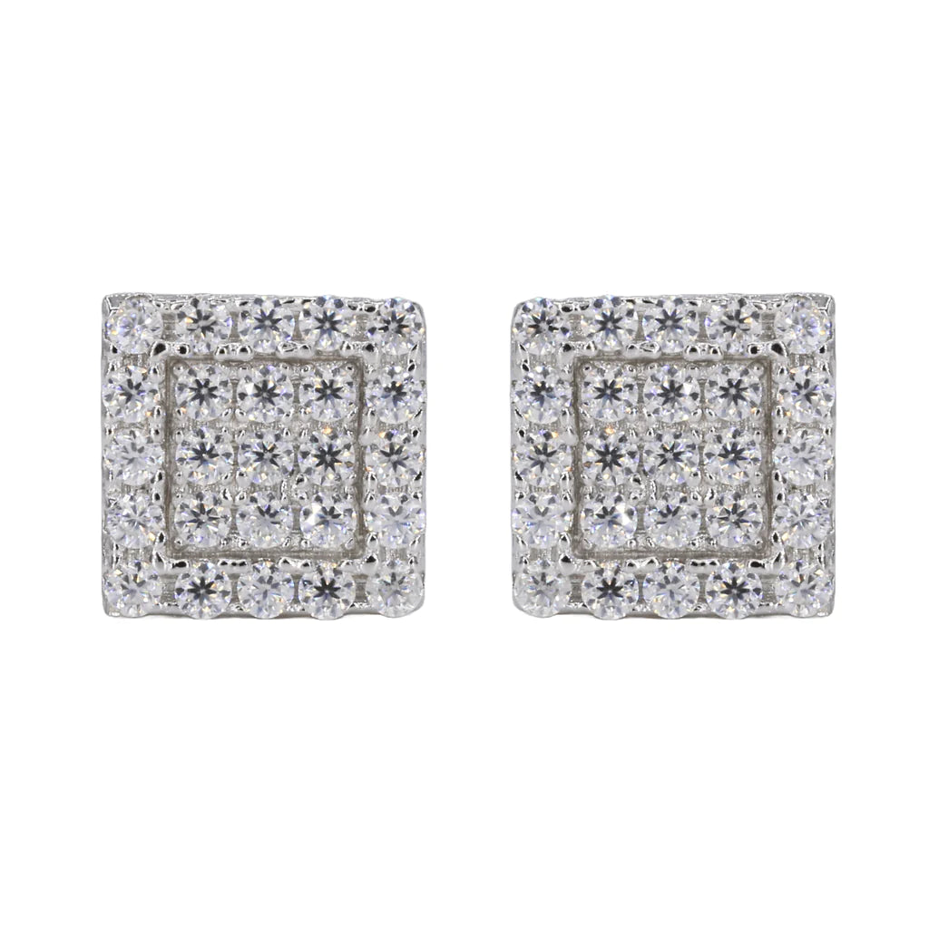Square In-step Iced VVS Moissanite Daimond Earrings