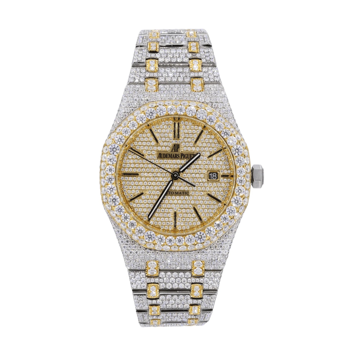 AP Stainless Steel 41MM Moissanite Diamond Watch 25CT With Two-Tone Option