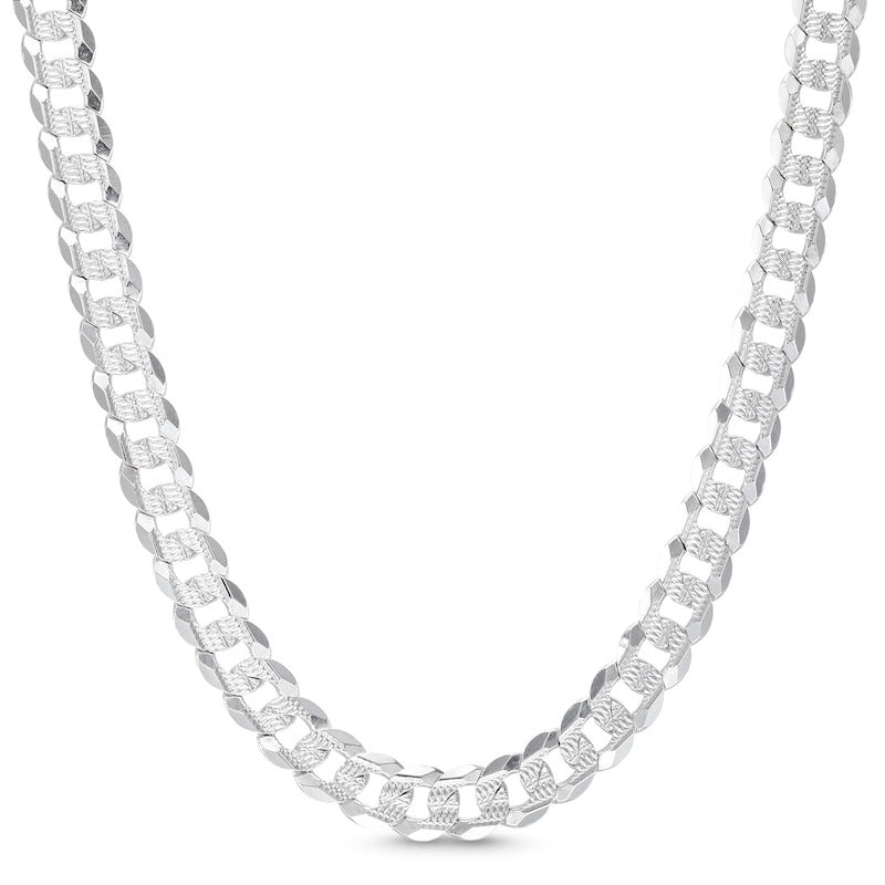 Sterling Silver Diamond-Cut Pavé Flat Curb Chain - 18"