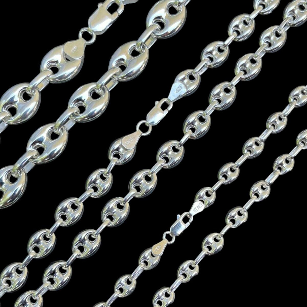 Puffed Gucci Necklace Or Bracelet - 925 Sterling Silver - 7"-30" - 6mm-12mm
