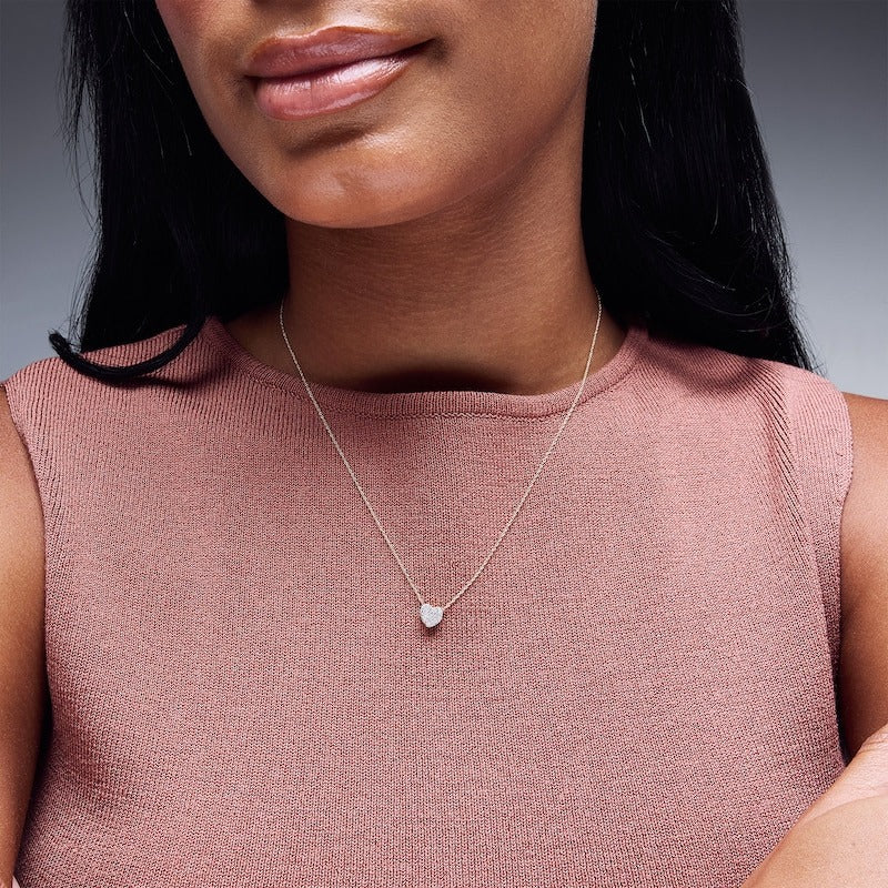 10K Gold 1/10 CT. T.W. Diamond Heart Pendant - 18"