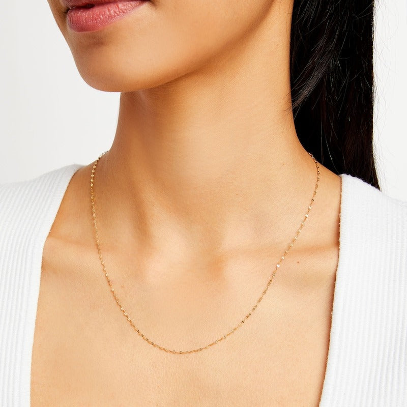 10K Solid Gold Mirror Chain Made in Italy - 18"