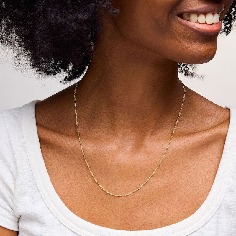 10K Hollow Gold Singapore Chain - 20"