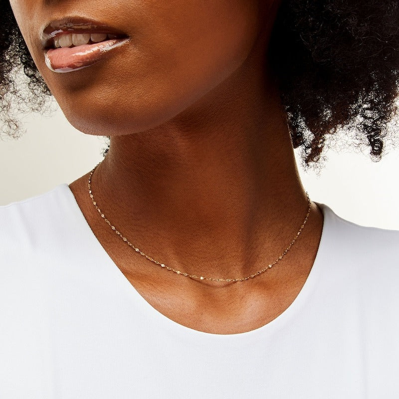 10K Solid Gold Mirror Chain Made in Italy - 16"