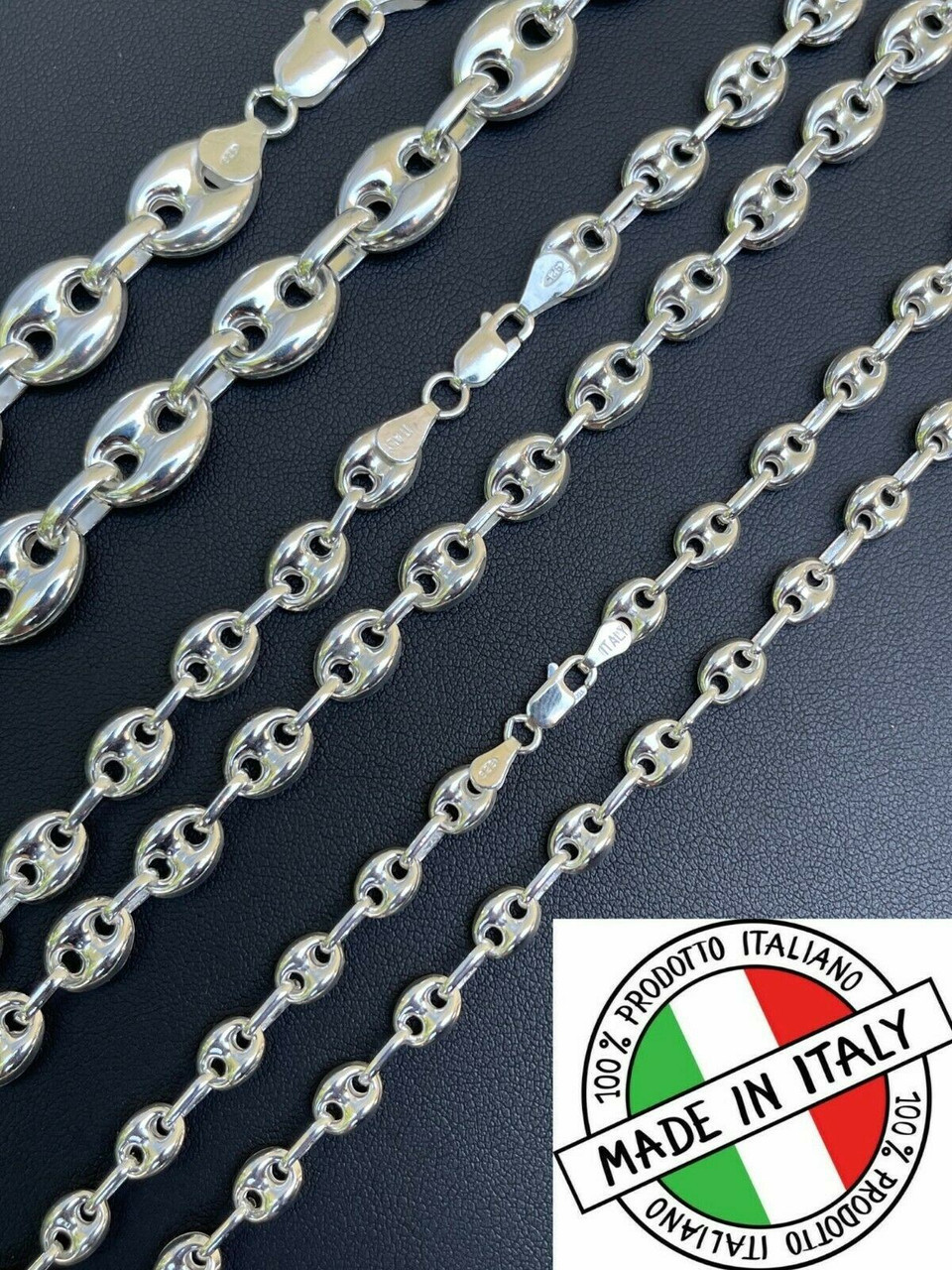 Puffed Gucci Necklace Or Bracelet - 925 Sterling Silver - 7"-30" - 6mm-12mm