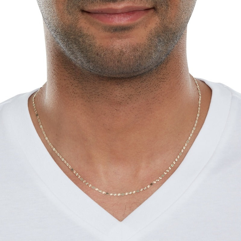 14K Solid Gold Mirror Valentino Tri-Color Chain Made in Italy - 18"