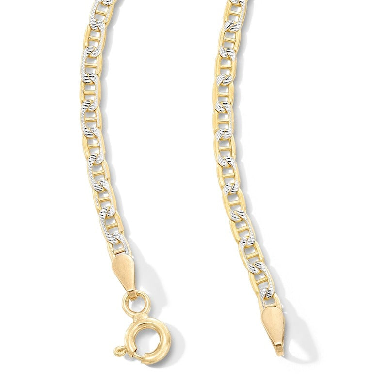 10K Semi-Solid Gold Diamond-Cut Mariner Chain Made in Italy - 20"